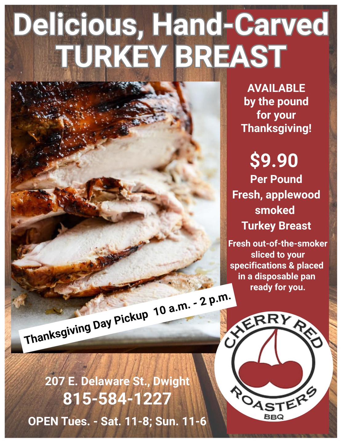 Delicious, Hand Carved Turkey Breast …….