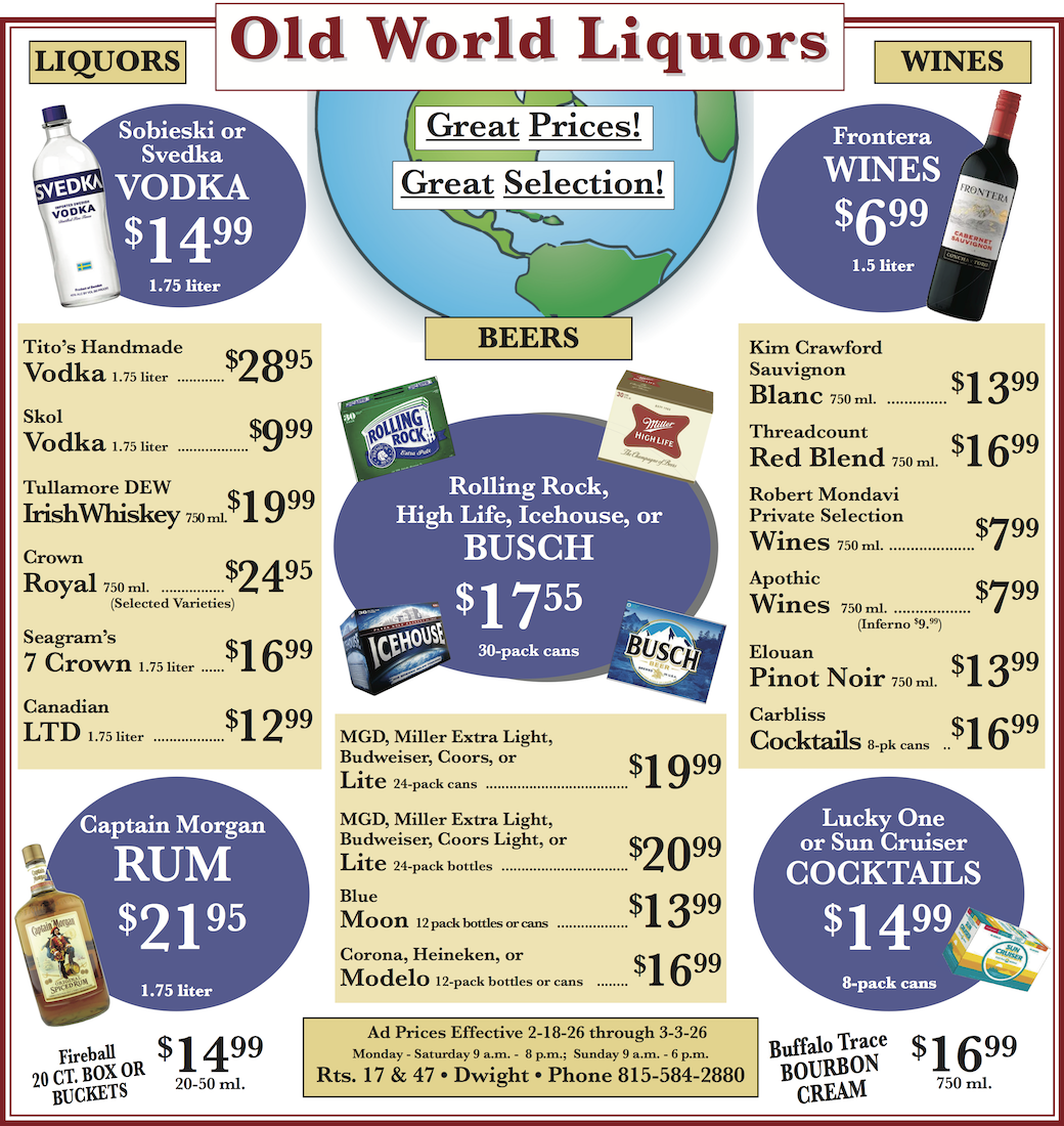 Old World Liquors – Weekly Specials