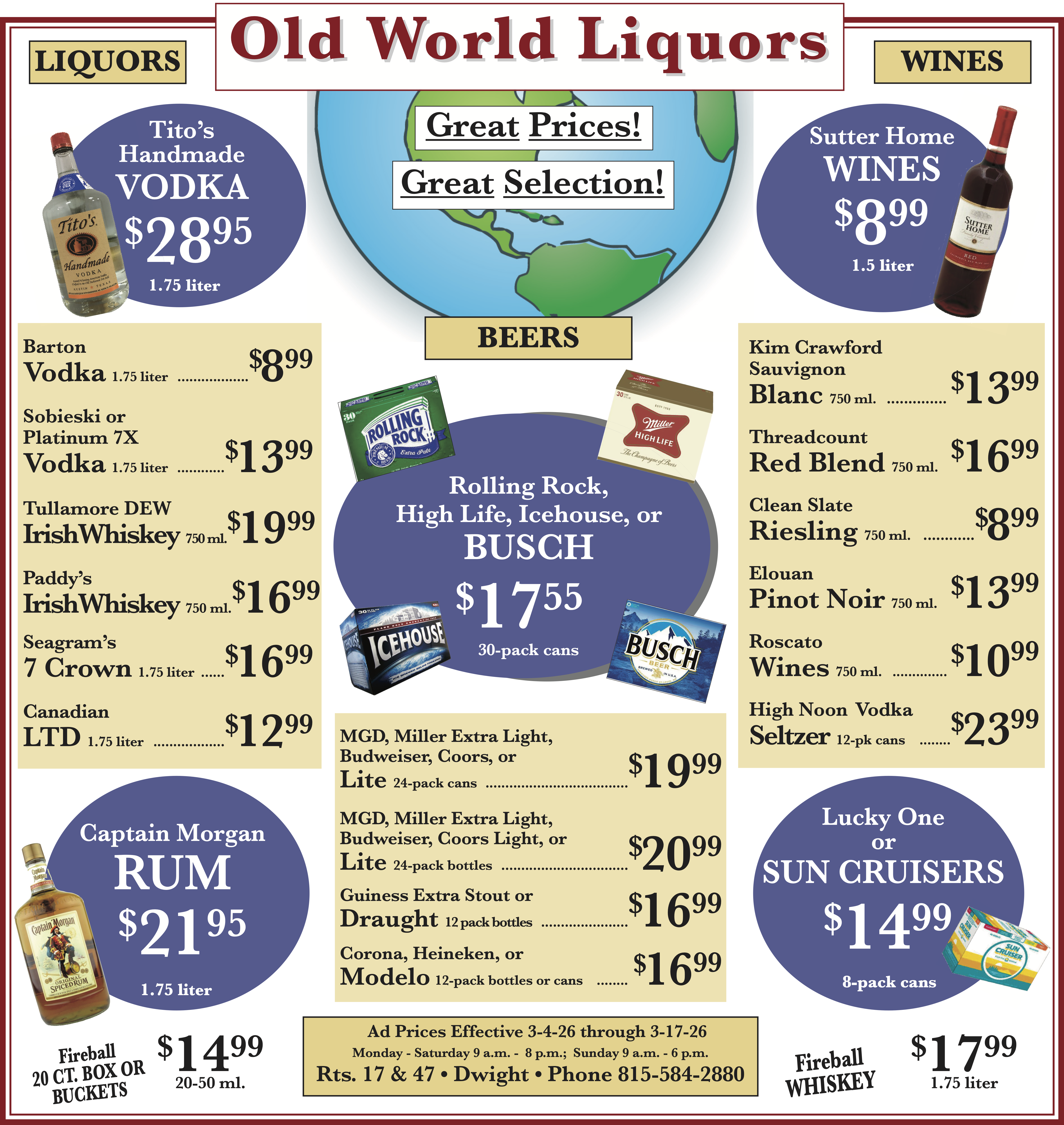 Old World Liquors – Weekly Speccials