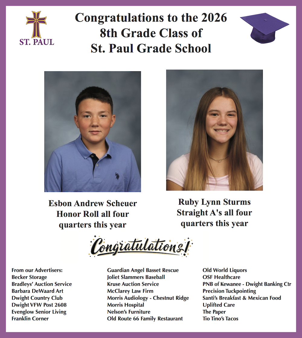 Congratulations to the 2026 8th Grade Class of St. Paul Grade School