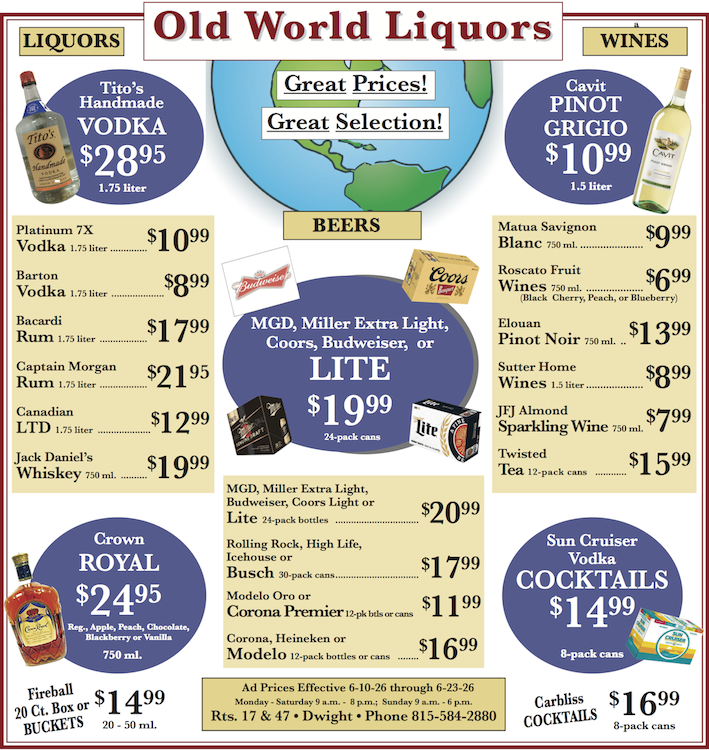 Old World Liquors • weekly Specials