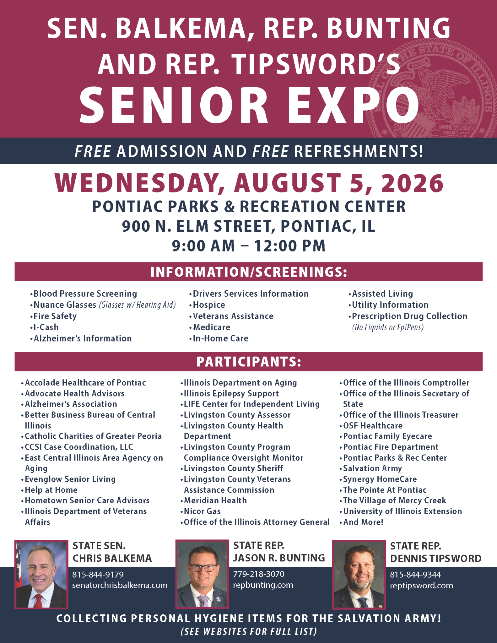 Senior Expo – Aug 5, Pontiac Rec Center