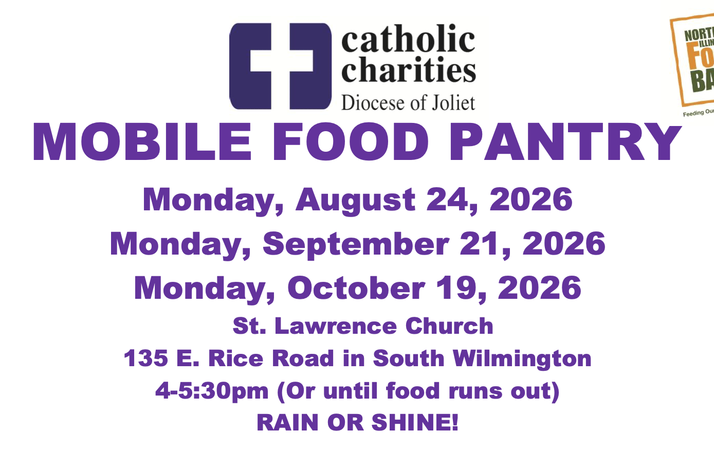 Mobile Food Pantry – So. Wilmington Aug 24, Sept 21 and Oct 19
