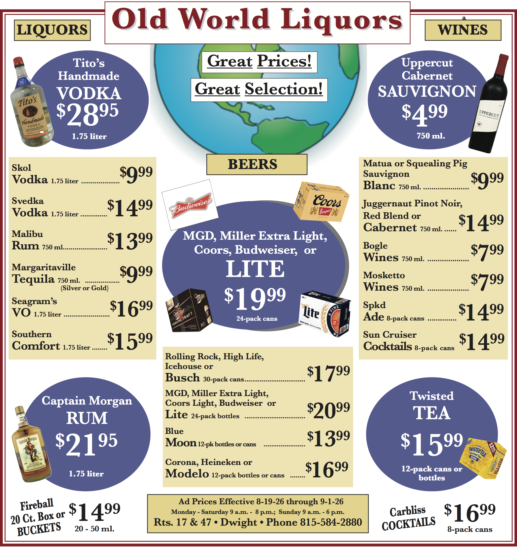 Old World Liquors Specials of the Week!