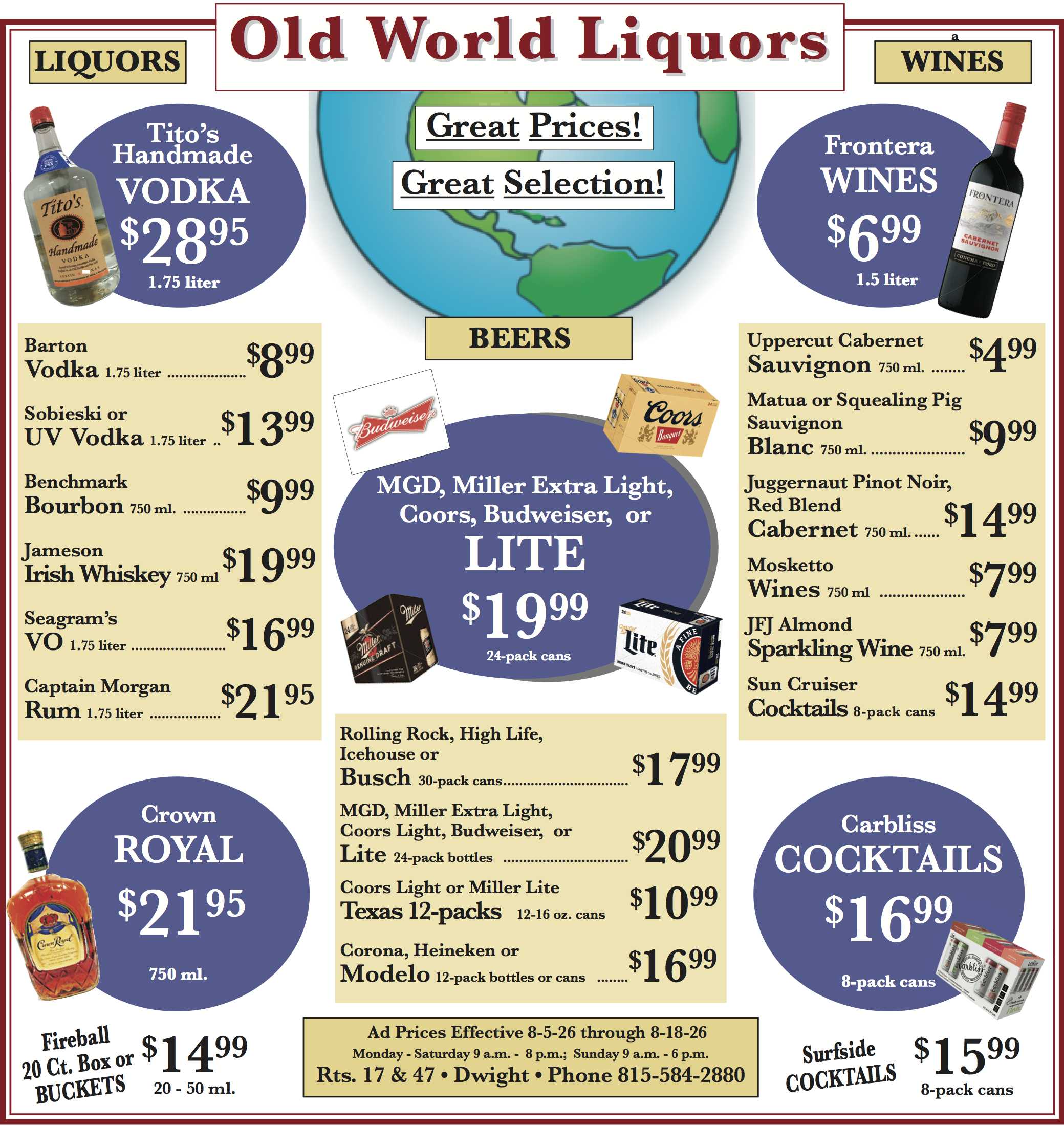 Old World Liquors – Weekly Specials