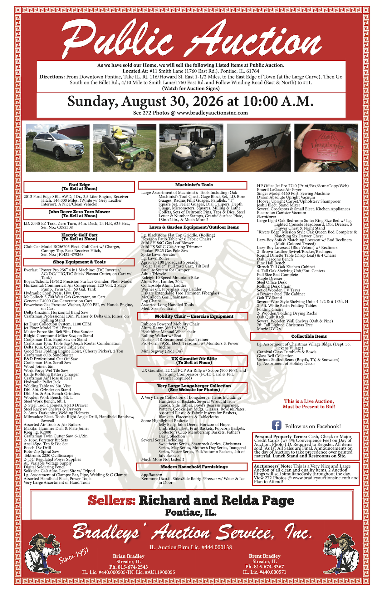Public Auction – Aug. 30, Pontiac