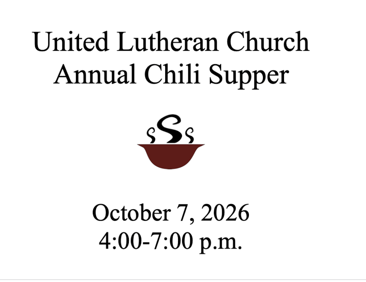 United Lutheran Church – Annual Chili Supper