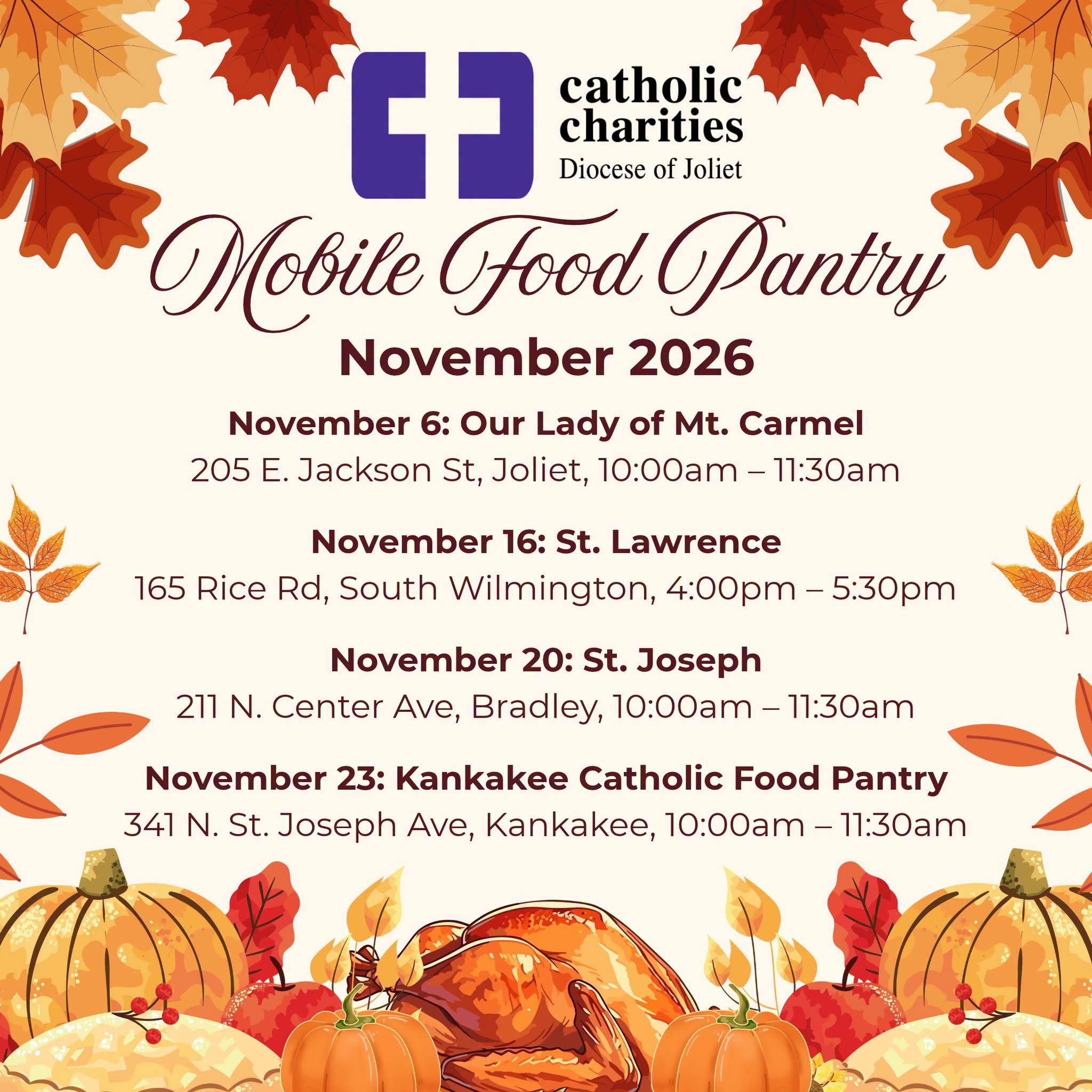 Mobile Food Pantry – St. Lawrence, S. Wilmington, Nov. 16