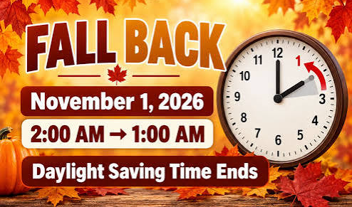 Daylight Saving Time Ends Nov 1