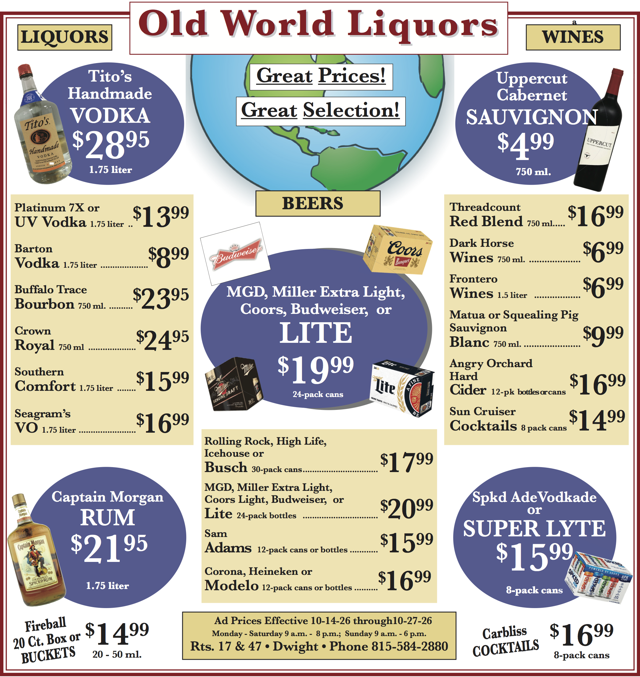 Old World Weekly Specials