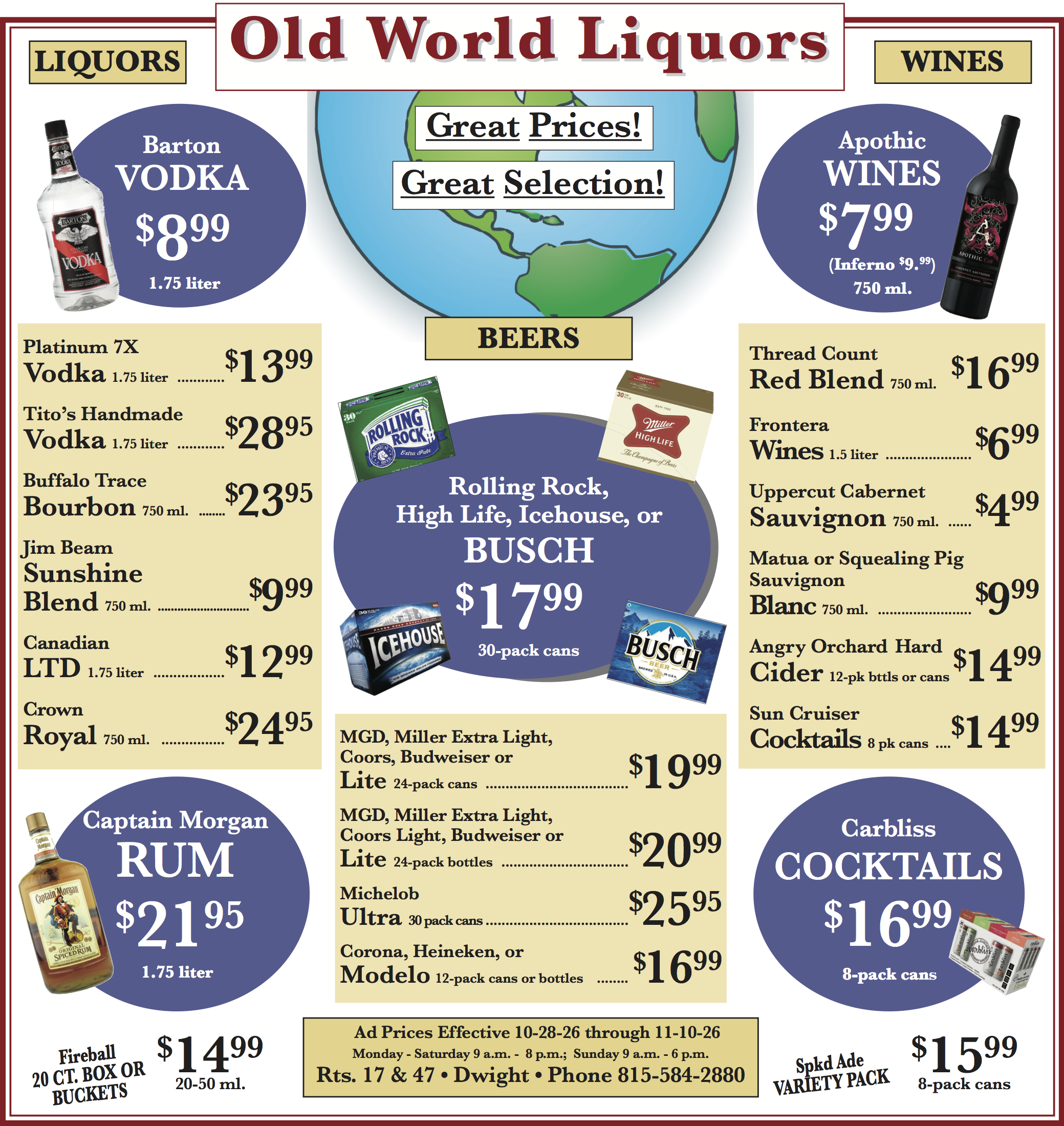 Old World Liquors – Weekly Specials